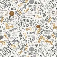 Load image into Gallery viewer, Timeless Treasures - Quirky Cats - Ball of Yarn and Text - 1/2 YARD CUT

