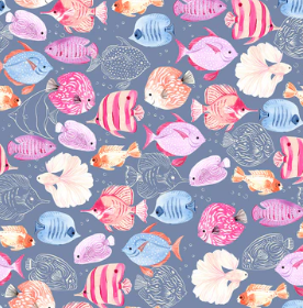 Dashwood Studio - Coral Coast Packed Fish - 1/2 YARD CUT