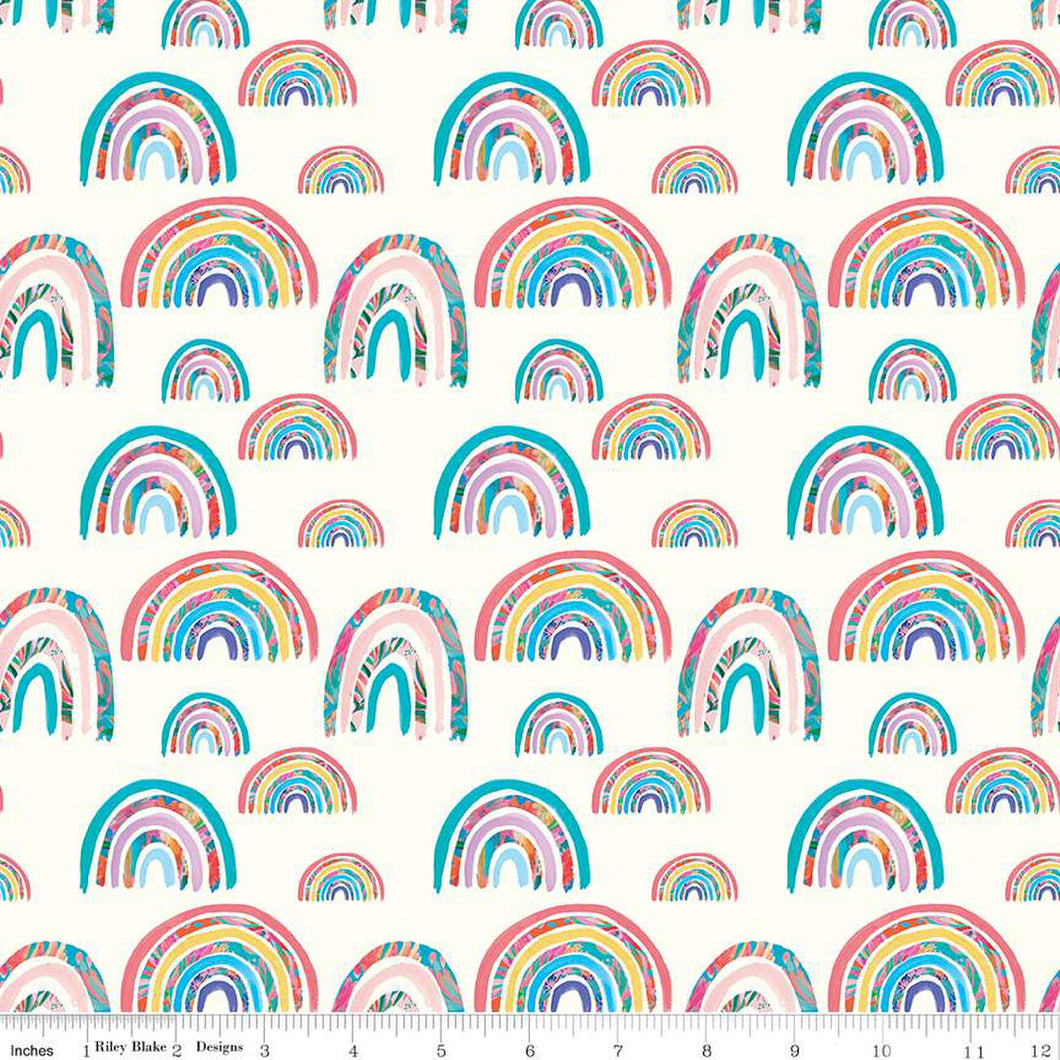 Riley Blake - Kindness, Always - Rainbows Cloud - 1/2 YARD CUT