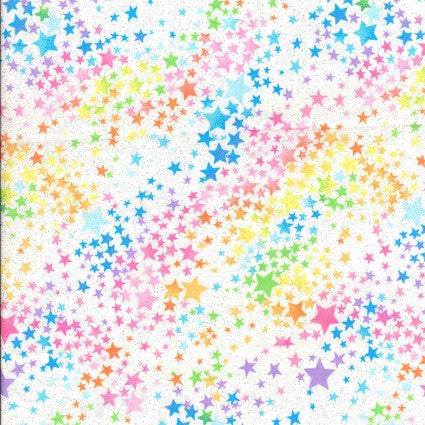 Fabric Traditions - Rainbow Stars w/ Glitter - 1/2 YARD CUT