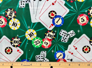 David's Textiles - Casino Fun! - Poker Game - 1/2 YARD CUT