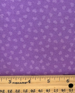 Elizabeth Studio - Lavender Tonal Hearts - 1/2 YARD CUT