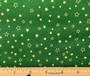 Andover Prints - Santa's Christmas - Green Stars - 1/2 YARD CUT