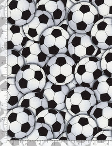 Timeless Treasures - Cheer Squad - Packed Soccer Balls - 1/2 YARD CUT
