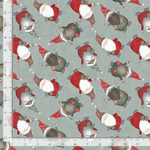 Timeless Treasures - Let it Snow - Grey Tossed Gnomes - 1/2 YARD CUT
