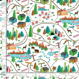 Timeless Treasures - Under the Stars - Camping Scenic - 1/2 YARD CUT