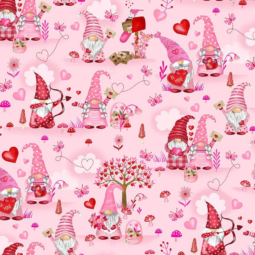 Timeless Treasures  - Gnome One Like You - Valentine Gnomes - 1/2 YARD CUT