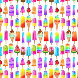 Timeless Treasures - Pool Party - Multi Popsicles - 1/2 YARD CUT