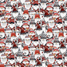 Load image into Gallery viewer, Timeless Treasures - Packed Nordic Gnomes &amp; Snowman - 1/2 YARD CUT
