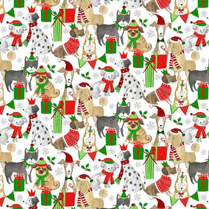 Timeless Treasures - Happy Howlidays - Holiday Dogs with Presents - 1/2 YARD CUT