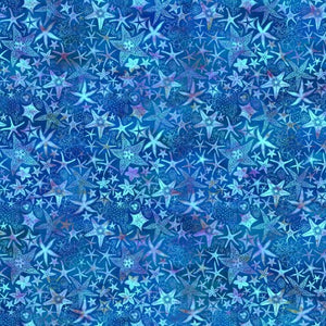 In the Beginning - Calypso III - Starfish Blue - 1/2 YARD CUT