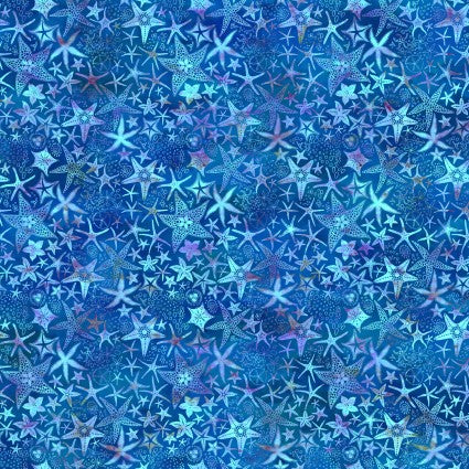 In the Beginning - Calypso III - Starfish Blue - 1/2 YARD CUT