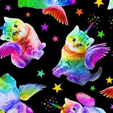 Load image into Gallery viewer, Timeless Treasures - Rainbow Caticorns - 1/2 YARD CUT

