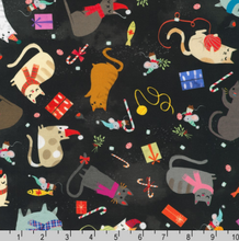 Load image into Gallery viewer, Robert Kaufman - Jingle Pals - Cats Licorice Christmas - 1/2 YARD CUT
