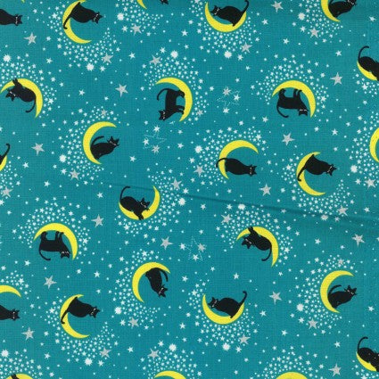 Kokka - Midnight - Cats - 1/2 YARD CUT