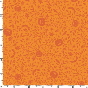 Kimberbell - Pumpkins & Potions - Pumpkin Vines Orange - 1/2 YARD CUT