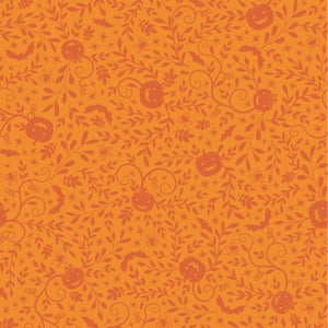 Kimberbell - Pumpkins & Potions - Pumpkin Vines Orange - 1/2 YARD CUT