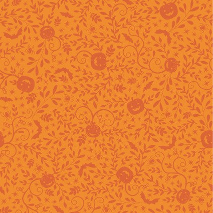 Kimberbell - Pumpkins & Potions - Pumpkin Vines Orange - 1/2 YARD CUT