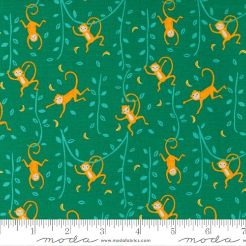 Moda Fabrics - Jungle Paradise - Funny Monkey Monstera - 1/2 YARD CUT