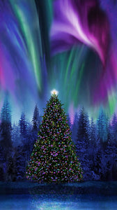Timeless Treasures - Christmas Tree Aurora Borealis - PANEL