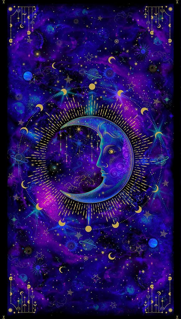 Timeless Treasures - Cosmos Tapestry Moon Panel