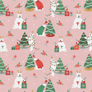 Paintbrush Studio - Polar Bear Lodge - Christmas Tree Pink - 1/2 YARD CUT