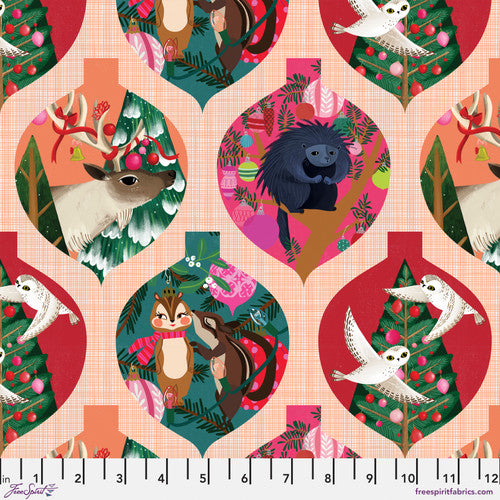 Freespirit - Woodland Holiday - Animal Ornaments - 1/2 YARD CUT