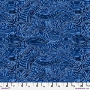 Freespirit - Polar Seas - Watercolor Waves - 1/2 YARD CUT