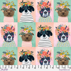Freespirit - Floral Pets - Floral Puppies - 1/2 YARD CUT