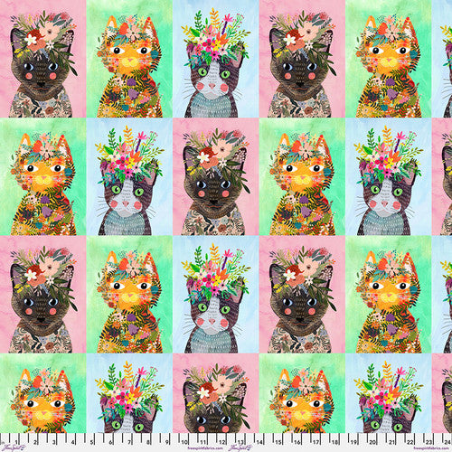 Freespirit - Floral Pets - More Floral Kitties - 1/2 YARD CUT