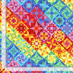 Timeless Treasures - Sew Strong - Bright Quilt Pattern - 1/2 YARD CUT