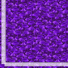 Load image into Gallery viewer, Timeless Treasures - Electric Ocean - Bioluminescente Mushrooms Purple - 1/2 YARD CUT
