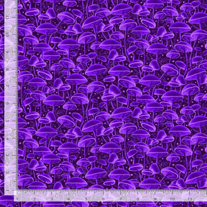 Timeless Treasures - Electric Ocean - Bioluminescente Mushrooms Purple - 1/2 YARD CUT