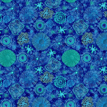 Load image into Gallery viewer, Timeless Treasures - Electric Ocean - Pretty Sea Diatoms Blue - 1/2 YARD CUT
