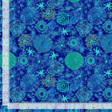 Load image into Gallery viewer, Timeless Treasures - Electric Ocean - Pretty Sea Diatoms Blue - 1/2 YARD CUT
