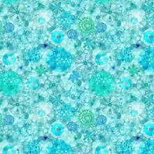 Load image into Gallery viewer, Timeless Treasures - Electric Ocean - Pretty Sea Diatoms Turquoise - 1/2 YARD CUT
