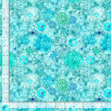 Load image into Gallery viewer, Timeless Treasures - Electric Ocean - Pretty Sea Diatoms Turquoise - 1/2 YARD CUT
