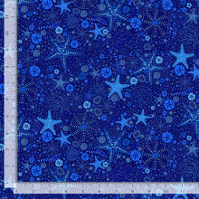 Load image into Gallery viewer, Timeless Treasures - Electric Ocean - Starfish &amp; Sand Dollars - 1/2 YARD CUT
