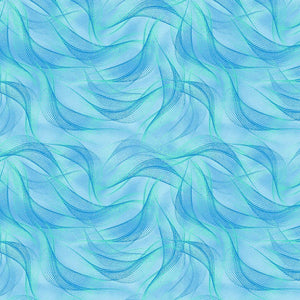 Timeless Treasures - Electric Ocean - Abstract Dotty Waves Aqua - 1/2 YARD CUT