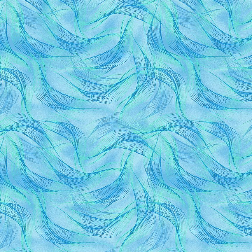 Timeless Treasures - Electric Ocean - Abstract Dotty Waves Aqua - 1/2 YARD CUT