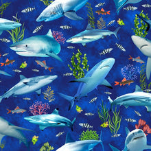 Load image into Gallery viewer, Timeless Treasures - Ocean Life - Reef Sharks &amp; Fishes - 1/2 YARD CUT
