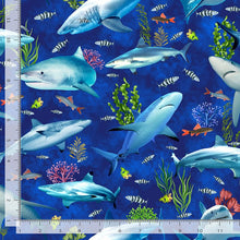 Load image into Gallery viewer, Timeless Treasures - Ocean Life - Reef Sharks &amp; Fishes - 1/2 YARD CUT
