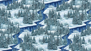 Robert Kaufman - Snowy Brook - Main Night - 1/2 YARD CUT