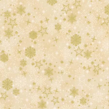 Robert Kaufman - Traditional Trimmings - Stars Cream w/Metallic - 1/2 YARD CUT