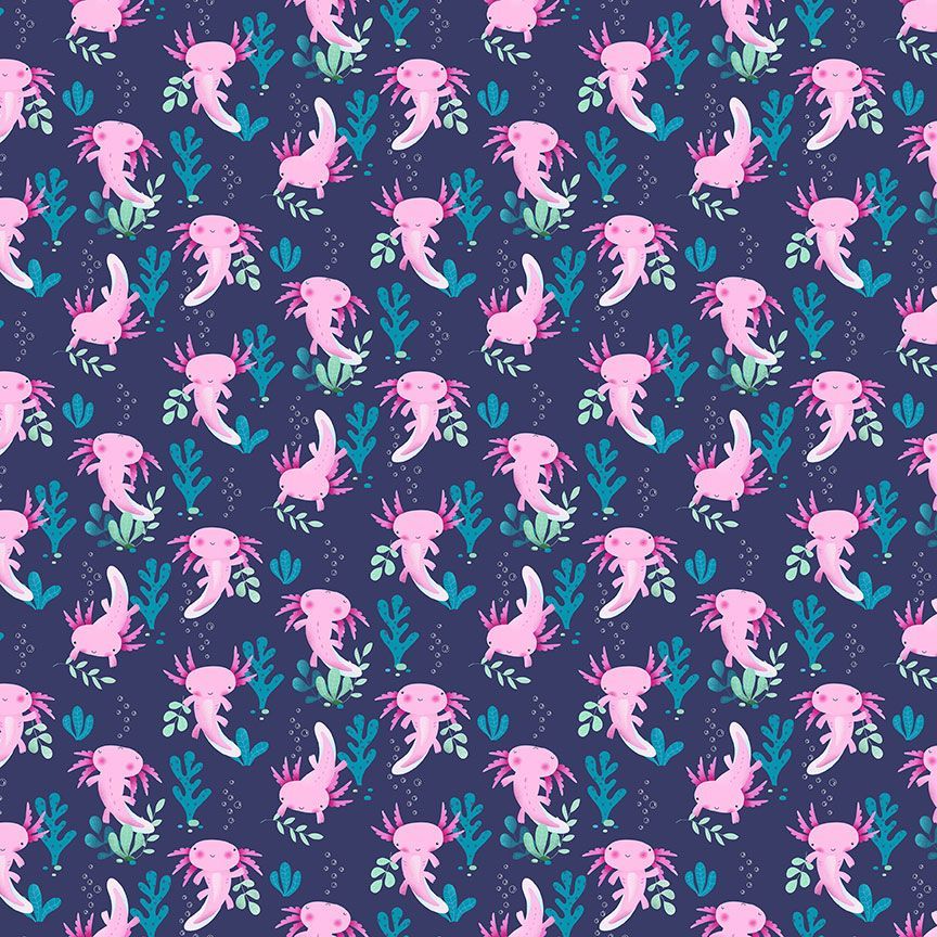 Dear Stella - Make Waves - Axolotis - 1/2 YARD CUT