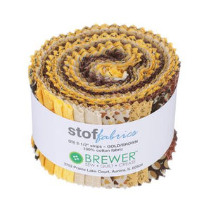 Stof - Gold Brown - 2 1/2" strip roll (20 pieces)