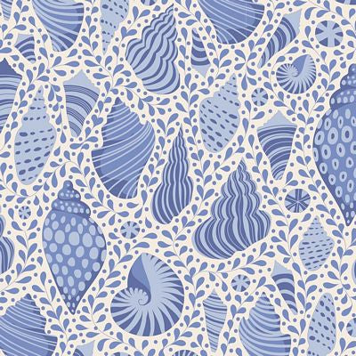 Tilda Fabrics - Cotton Beach - Beach Shells Blue - 1/2 YARD CUT