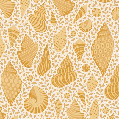 Tilda Fabrics - Cotton Beach - Beach Shells Honey - 1/2 YARD CUT
