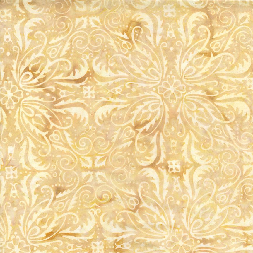 Timeless Treasures - Tonga Batik Symmetrical Floral Tiles - Sand - 1/2 YARD CUT