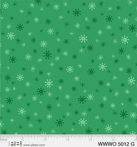 P&B Textiles - Wheeling Winter Wonderland - Snow Green - 1/2 YARD CUT